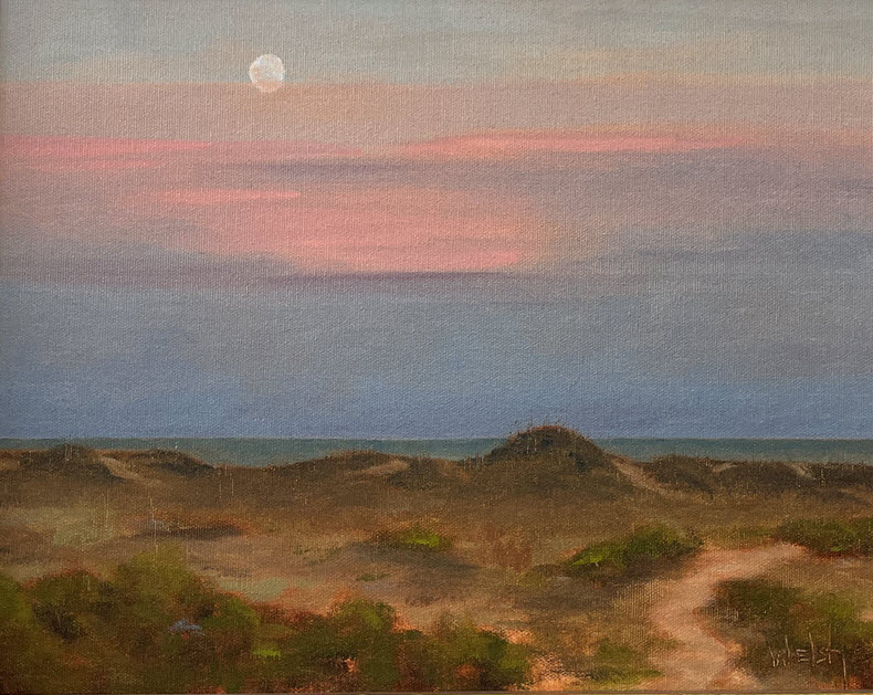 Moonrise over the Bay, an oil painting by Doug Welsh